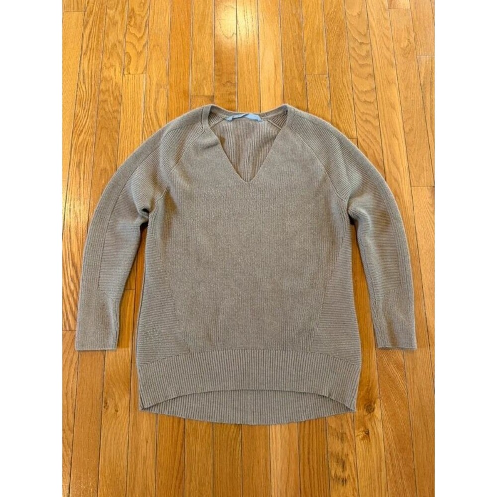 Athleta Hanover V-Neck Hi Lo Long Sleeve Sweater Camel Color Sz XS